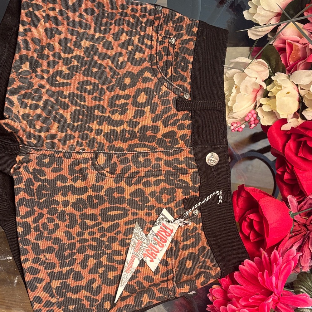 Tripp NYC Leopard Denim Print Shorts